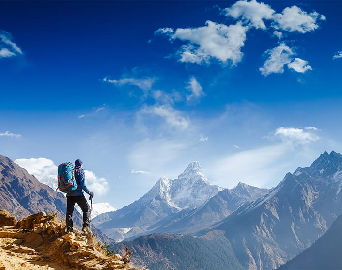 Image of a mountaineer on a high-altitude trek