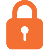 Icon of a padlock indicating data security
